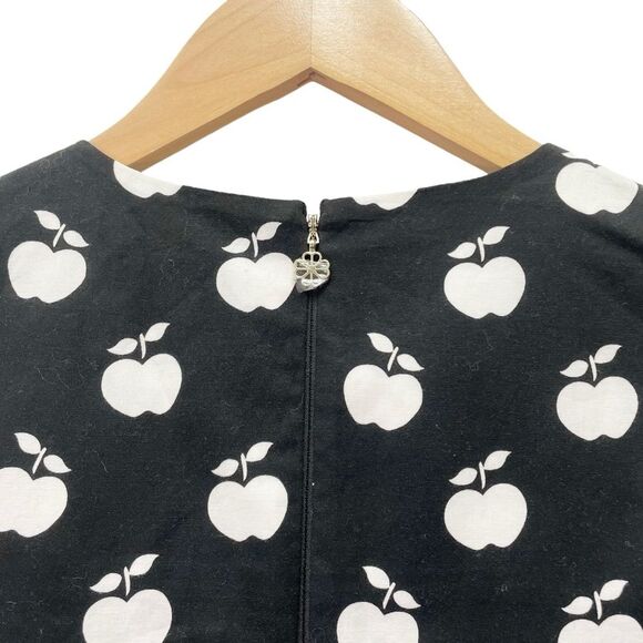 Kate Spade Apple Toss Taxi Dress Black White Puff Sleeve Mini Shift Size 00 - Picture 11 of 16